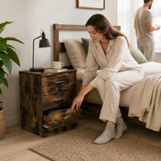 Nightstand In Smoked Oak, 38x35x56 Cm, Engineered Wood