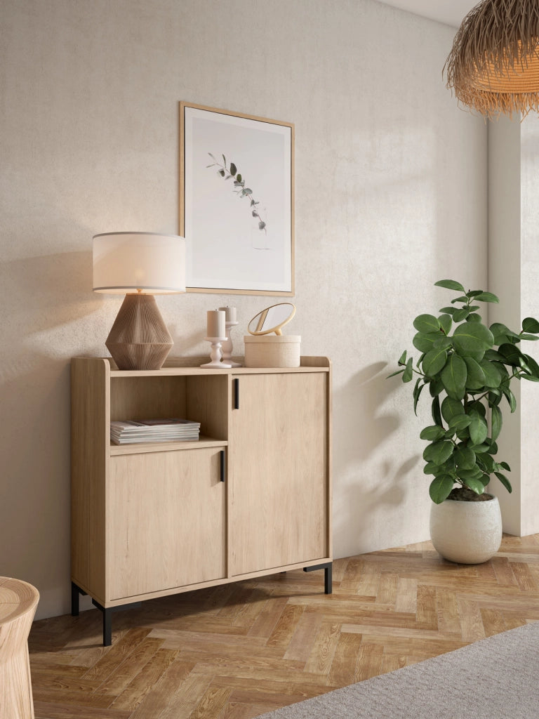 Credenza da ingresso Herdasa effetto rovere chiaro 88x90x33