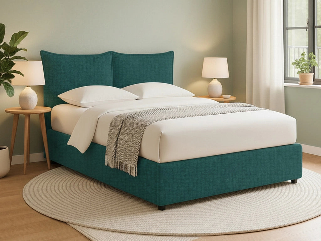 Uckfield, Letto Matrimoniale Sfoderabile Made in Italy, Verde Petrolio