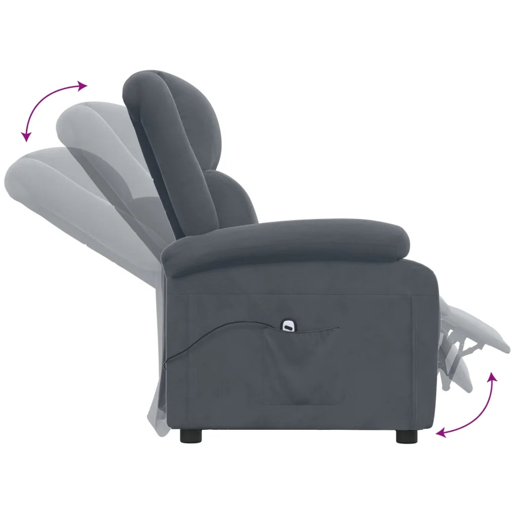 Poltrona Elettrica Reclinabile in Velluto Grigio Scuro cod mxl 17145