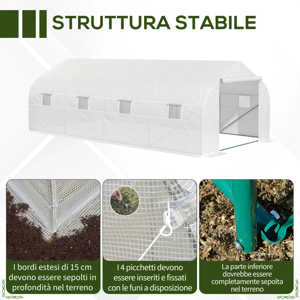 Serra da Giardino per Orto ¨C Xylo ¨C 6x3x2m Acciaio Verde con 8 Finestre