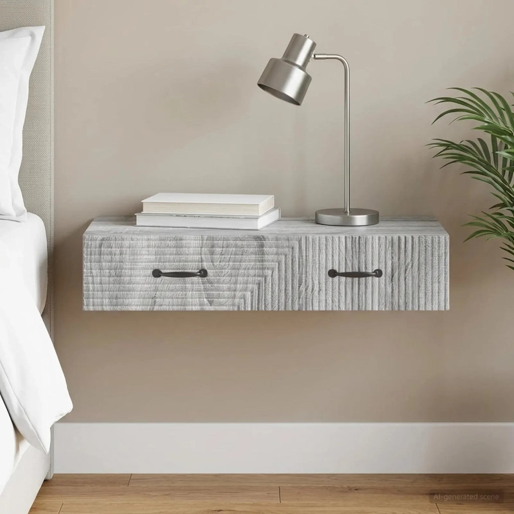 Tavolino da Parete Laterale 87,5 x 34,5 x 17 cm Grigio Sonoma 898671