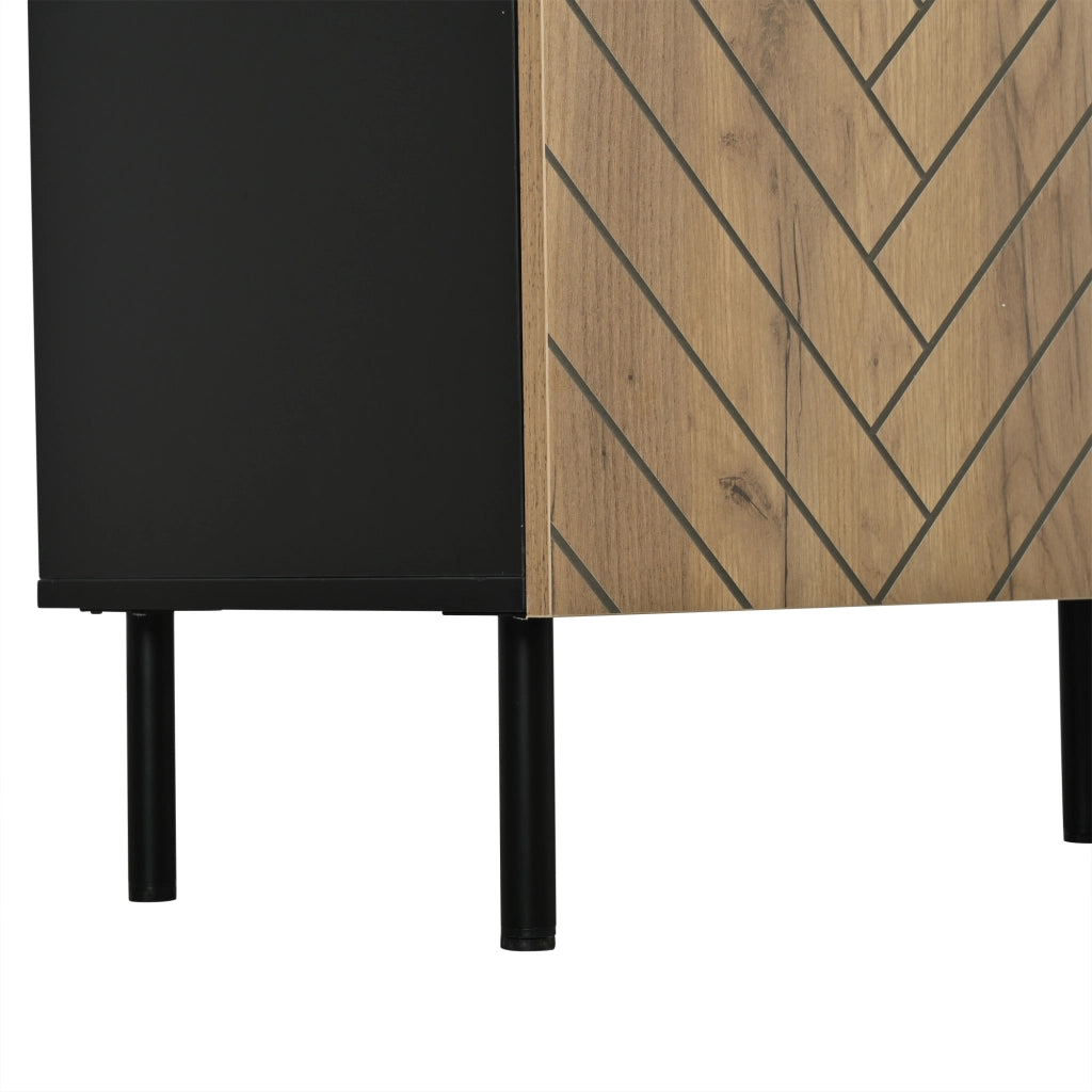 Credenza con 3 cassetti e 2 ante; per soggiorno; in truciolare; 120×40×76 cm; naturale
