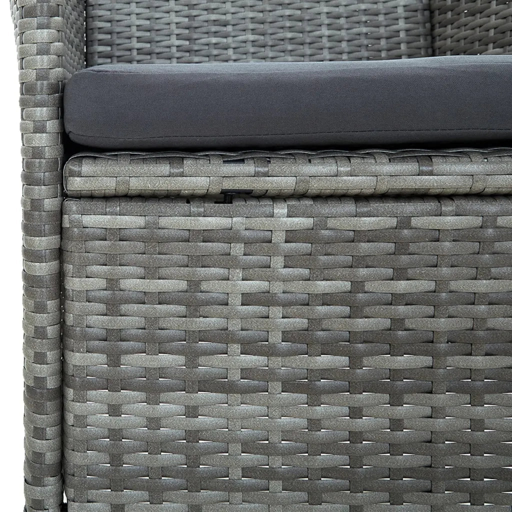 Set da Pranzo da Esterno 9 pz con Cuscini in Polyrattan Grigio 3094938