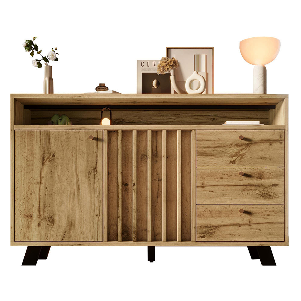 Credenza con 3 cassetti e 2 ante - Xylo - Stile vintage in quercia scuro 120x40x85 cm