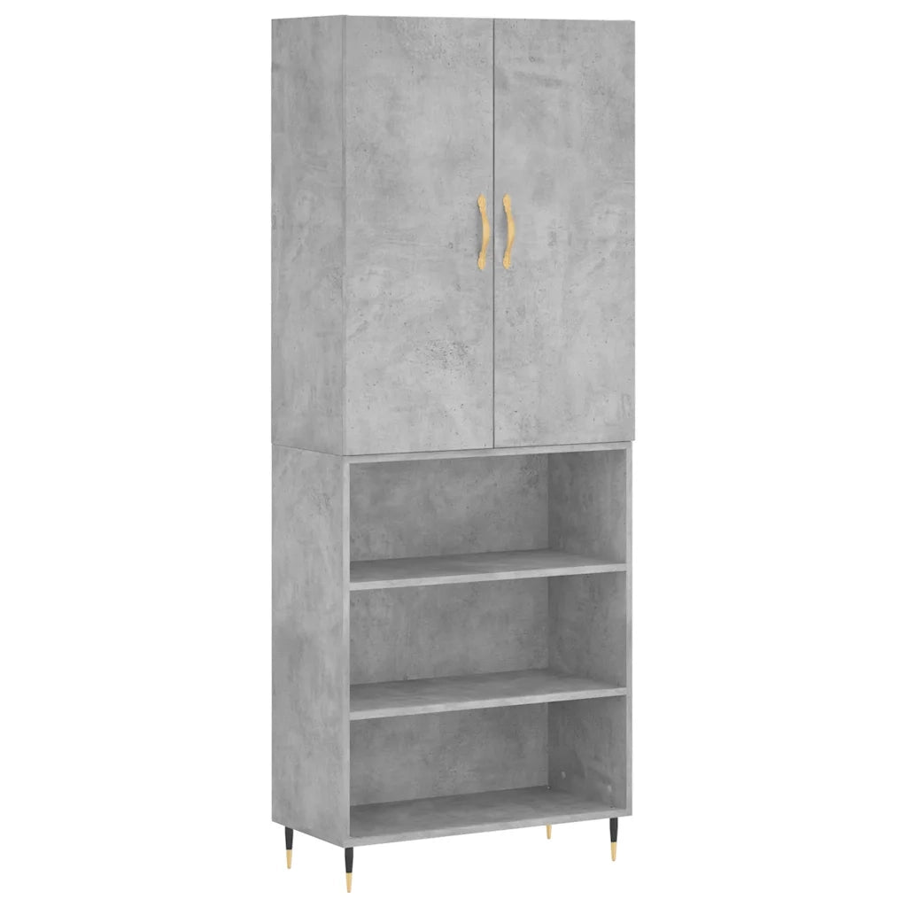 Credenza-Buffet-Armadio da cucina Grigio Cemento 69,5x34x180 cm in Legno Multistrato 287958