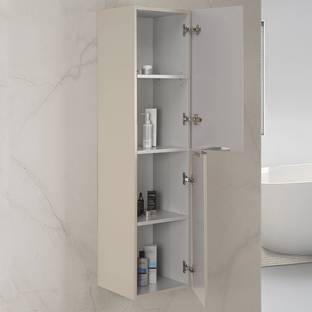 Colonna bagno sospesa 140cm in crema cannettato a 2 ante Mia
