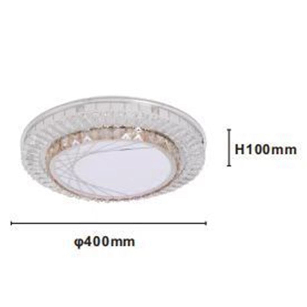 Trade Shop - Plafoniera Da Soffitto 45w ø40cm Led A Strati Cristalli Ragnatela Luce Fredda 12190 -