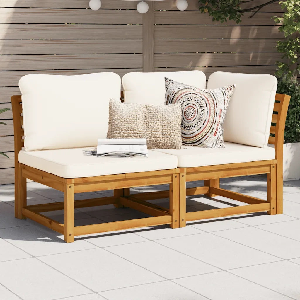 Set Salotto da Giardino 2 pz con Cuscini Legno Massello Acacia