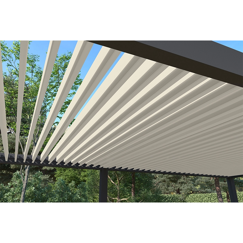 Pergola bioclimatica motorizzata Ombréa 4x8M autoportante – Antracite e Bianco