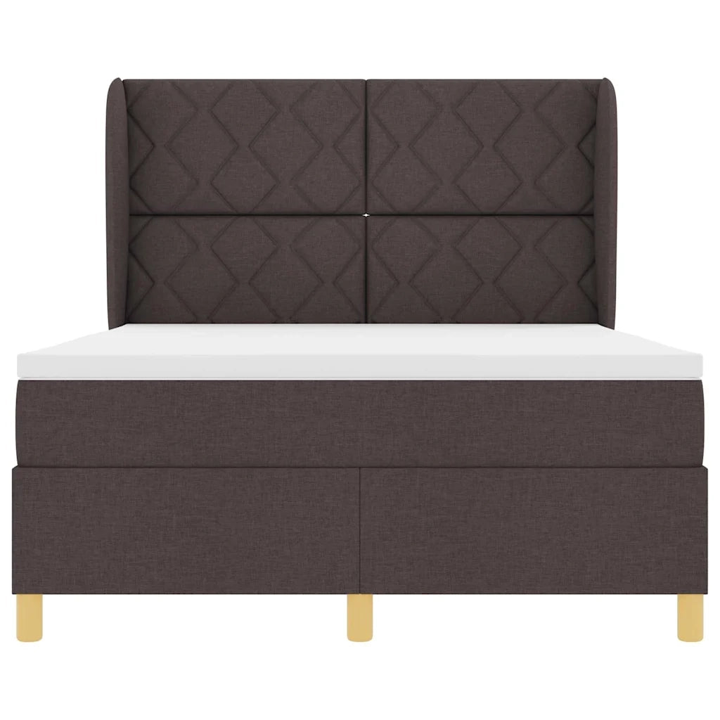 Letto a molle con testiera Marrone Scuro 190 x 140 cm Tessuto 3340812
