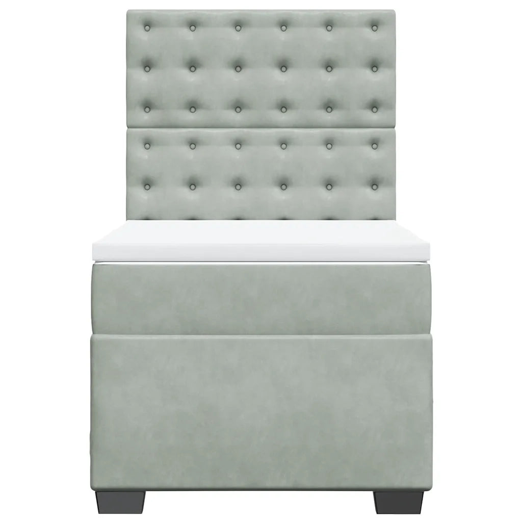Giroletto a Molle con Materasso Grigio Chiaro 90x190 cm Velluto