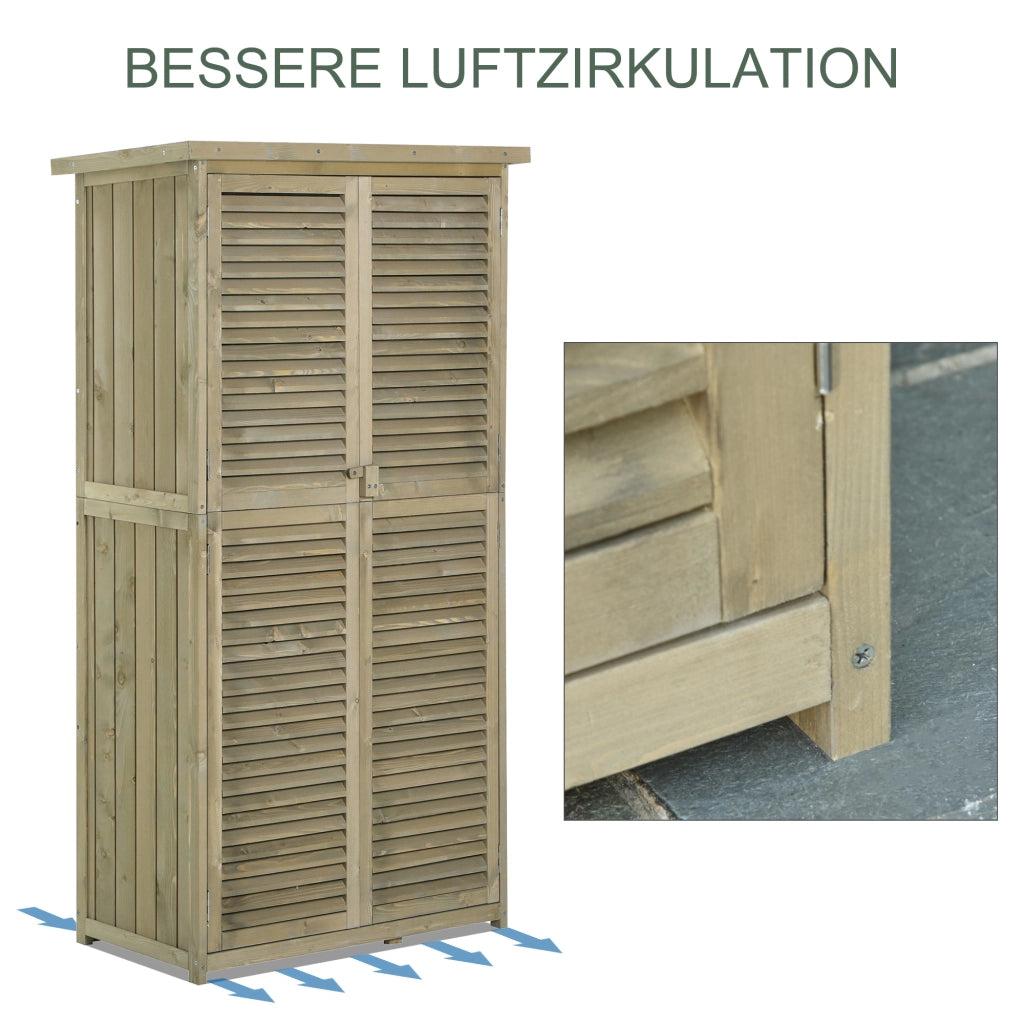Armadio da giardino in legno con tetto asfalto e porta a lamelle ¨C zephmum ¨C grigio 87x46.5x160 cm