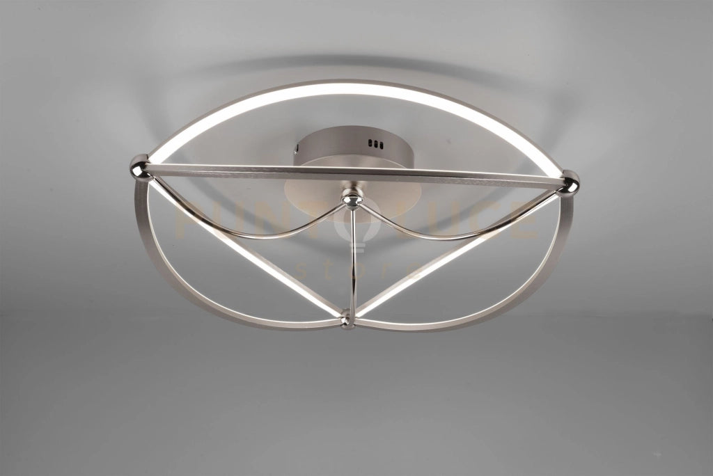 CHARIVARI PLAFONIERA LED  42W · 1x 5600lm, 3000K ACCIAIO SATINATO ELLISSI DIMMERABILE CON INTERRUTTORE D. 62CM