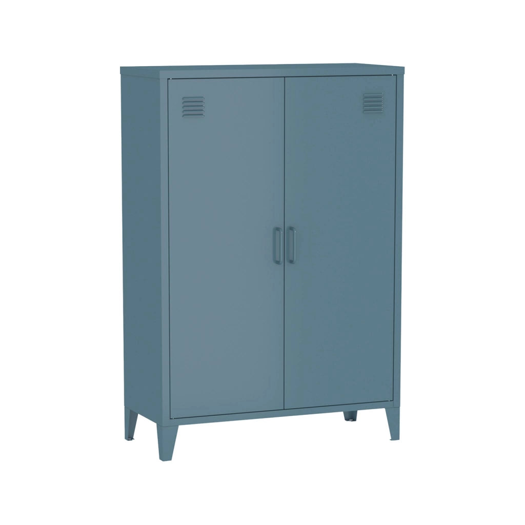 Cassettiera/armadio industriale metallo 2 ante, blu grigio