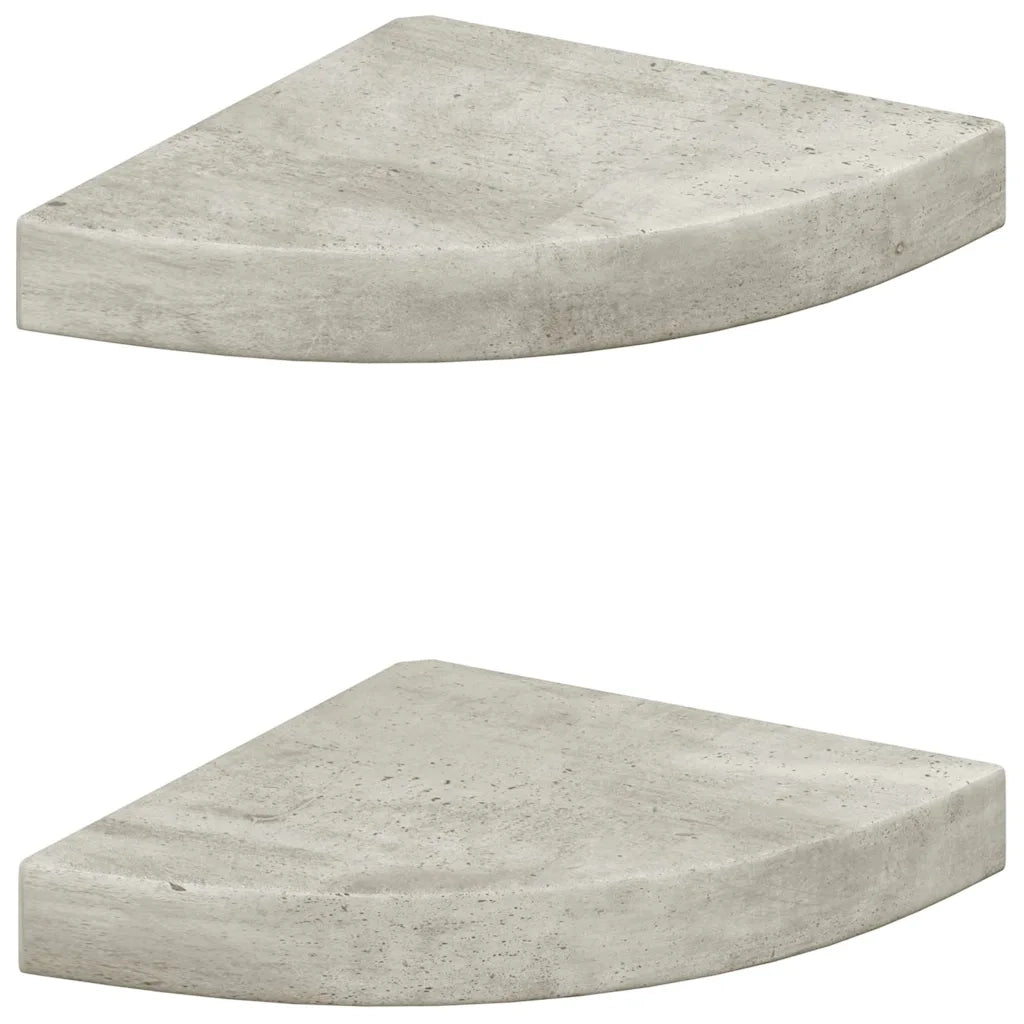 Mensole Angolari 2pz Grigio Cemento 25x25x3,8 cm in MDF 326634