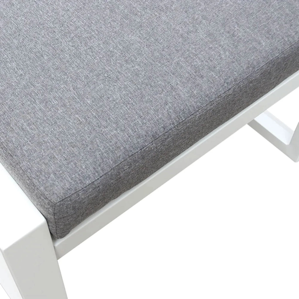 Pouf da Giardino Mikonos 67,5x53x45 cm in Alluminio e Tessuto Tecnico Grigio e Bianco