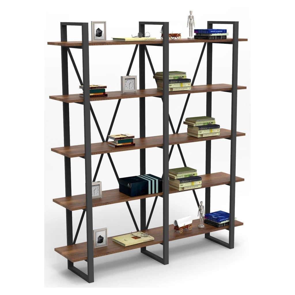 Biblioteca Colli, Libreria 5 Ripiani, 155x34x180h cm Marrone Noce