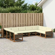 Set di divani da esterno con cuscino 9 pcs Naturale e Crema