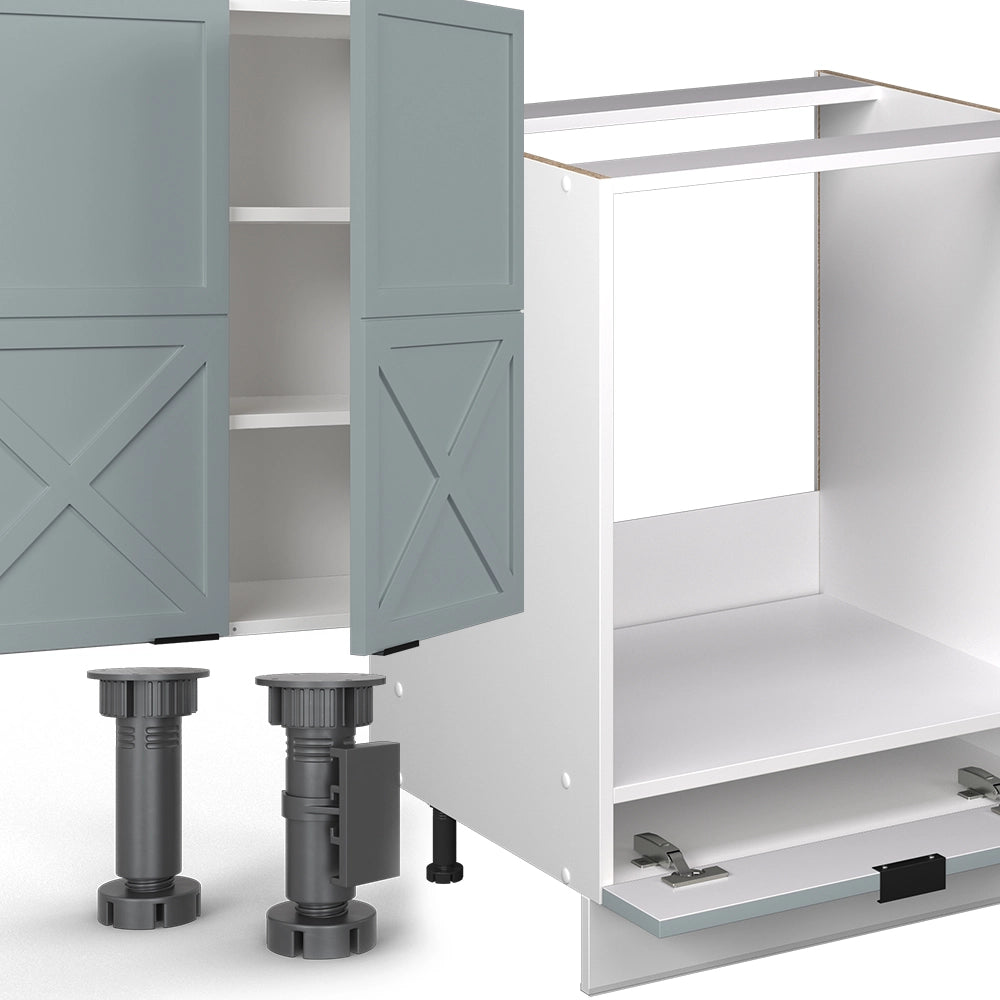 Cucina componibile Fame-Line Blu-grigio chiaro/Bianco 300 cm senza piano di lavoro Vicco