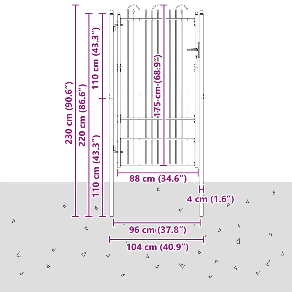Cancello per recinzione DRONTEN 100 x 175 cm Acciaio Nero 42034057