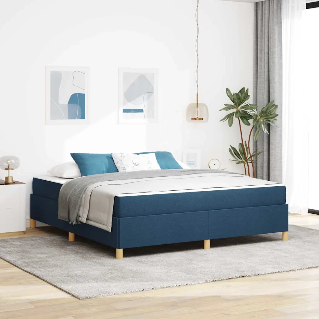 Struttura del letto con materasso Blu 180 x 200 cm Tessuto