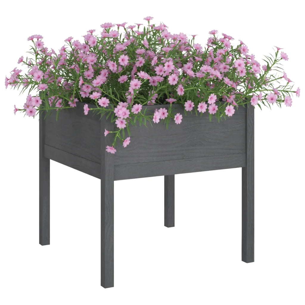 2 pz Fioriere | Cassetta per fiori | Vaso da Giardino Grigie 70x70x70 cm in Legno di Pino
