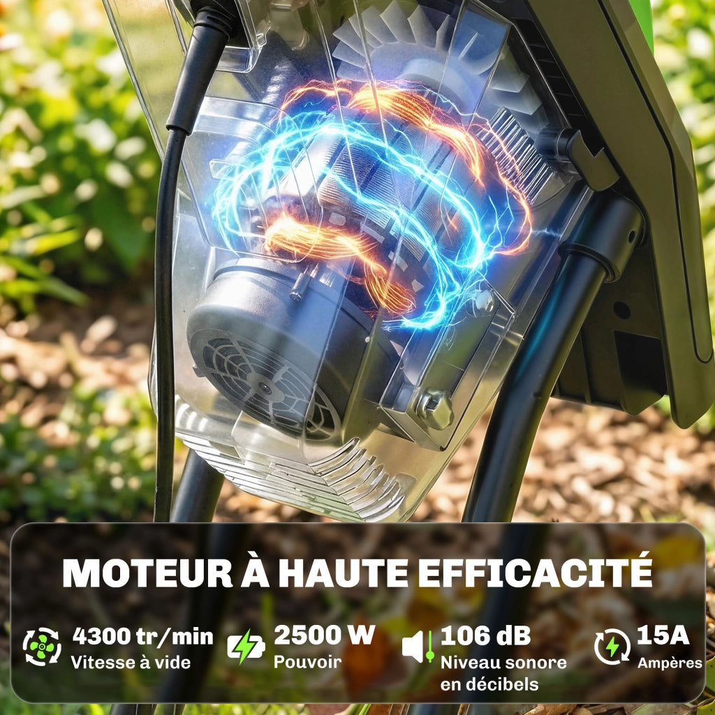 Tritavagliatore Elettrico 2500W con Sacco Raccolta 45L ¨C Zephmum ¨C Verde 44x34x96cm