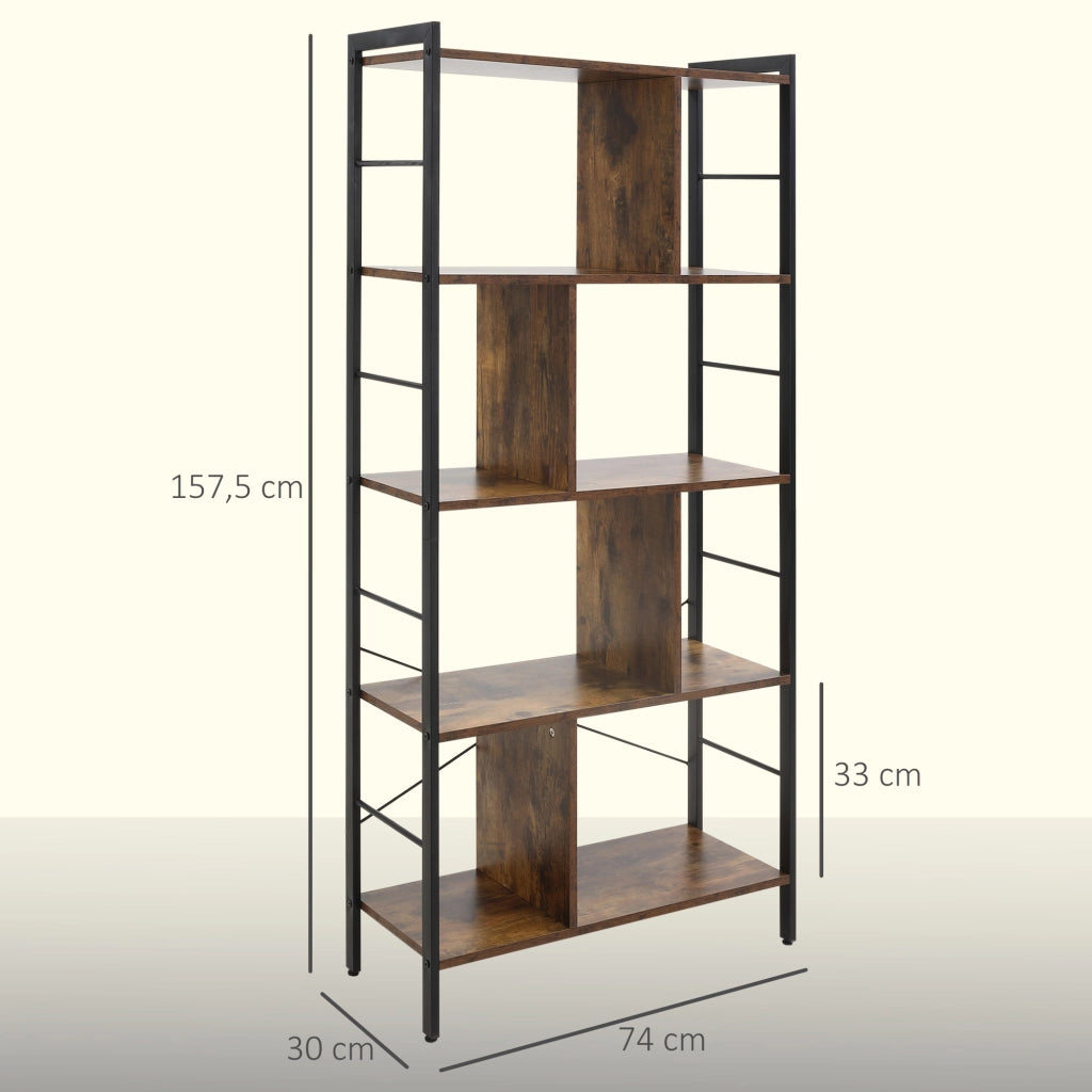 Libreria scaffale 5 ripiani divisorio stoccaggio legno metallo ¨C Xylo ¨C 74x30x157,5 cm marrone nero
