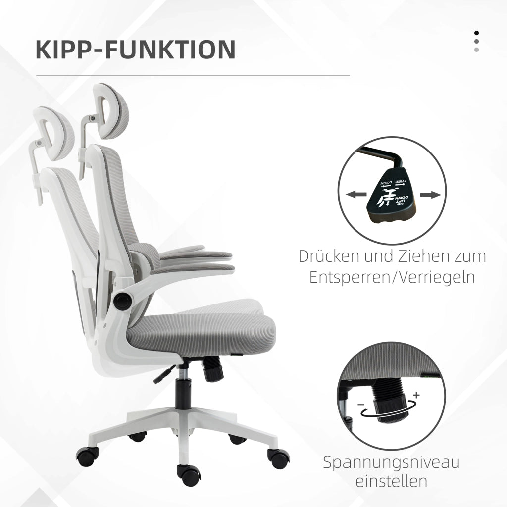 SEDIA Ufficio ergonomica regolabile 60x59x114-122 cm Mesh Grigio