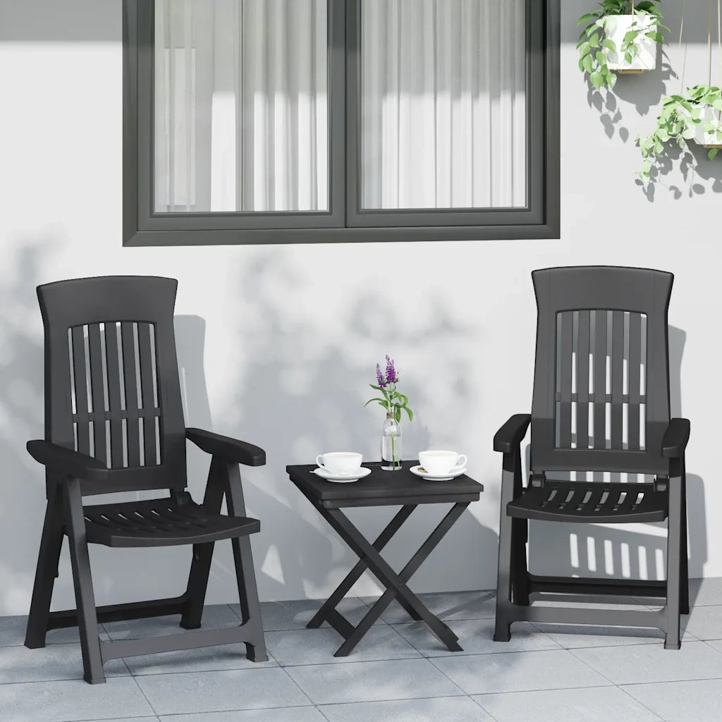Sedie Reclinabili da Giardino 2 pz Antracite in PP 364712