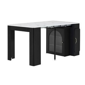 Isola cucina mobile - Xylo - Nero - Con ripiano estraibile e multipresa