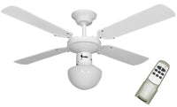 Ventilatore da Soffitto 4 Pale e Lampada Ø105 cm 3 Velocità Bauer 2000 Bianco
