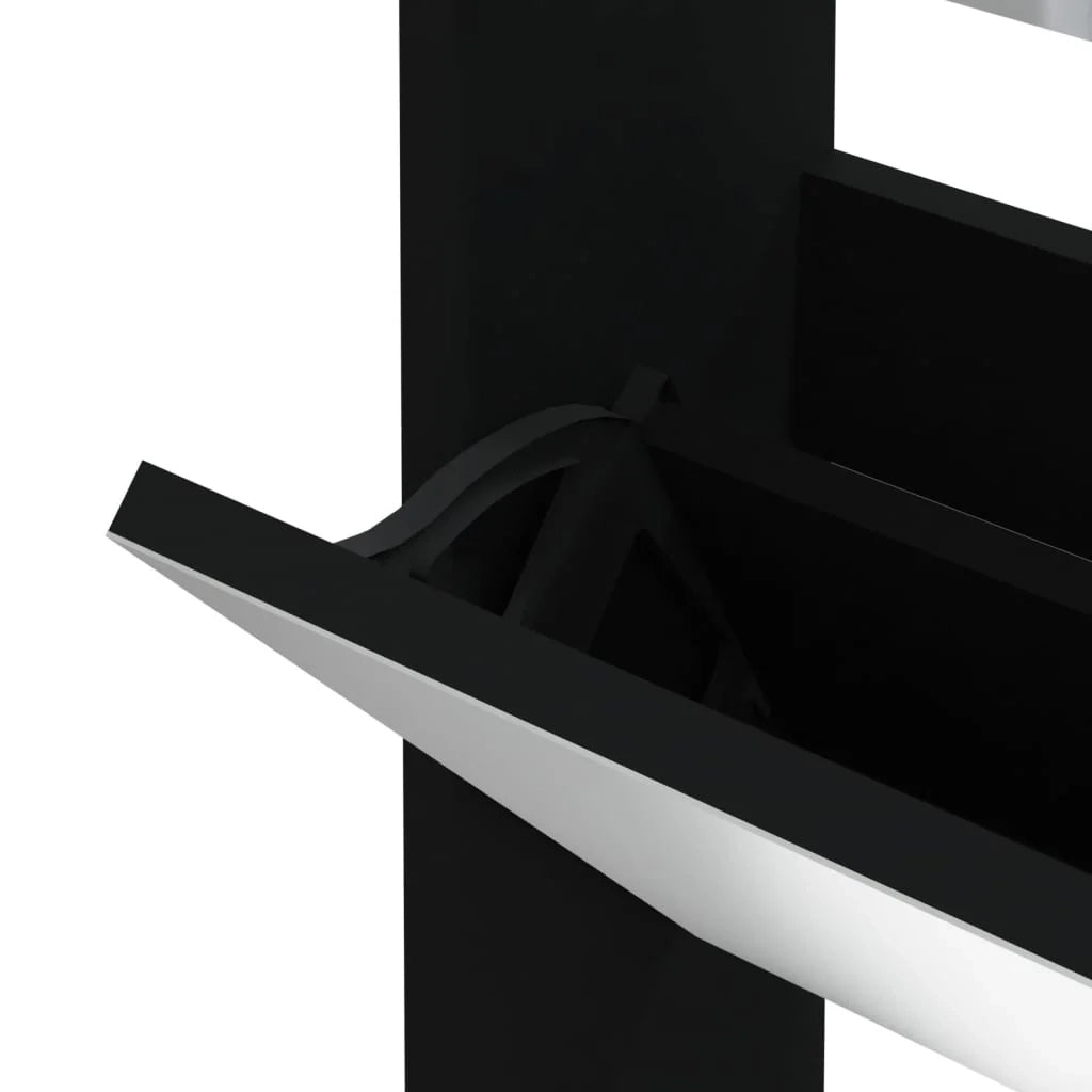 Scarpiera mobiletto portascarpe mobile ingresso/corridoio/soggiorno con specchio 3 ripiani 63 x 17 x 102,5 cm nero 02_0021413