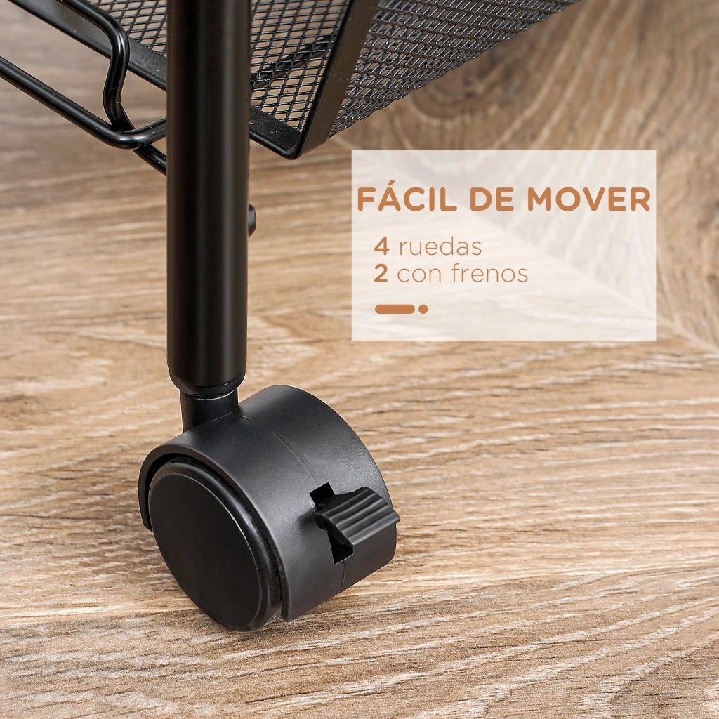 Carrello Portautensili 5 Livelli con Cestini ¨C zephmum ¨C 45x26.5x106 cm Nero