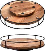 Rack per spezie rotante in legno grande 25 cm - Supporto rotante per spezie per cucina e bagno