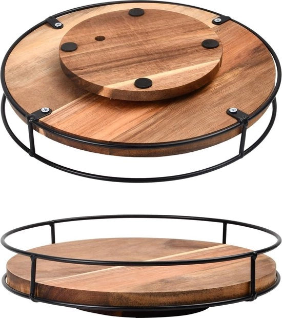 Rack per spezie rotante in legno grande 25 cm - Supporto rotante per spezie per cucina e bagno