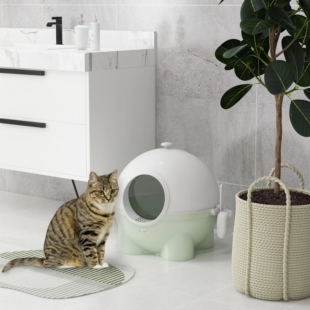 Mobile per lettiera gatto con porta ¨C zephmum ¨C verde e bianco 53x51x48 cm