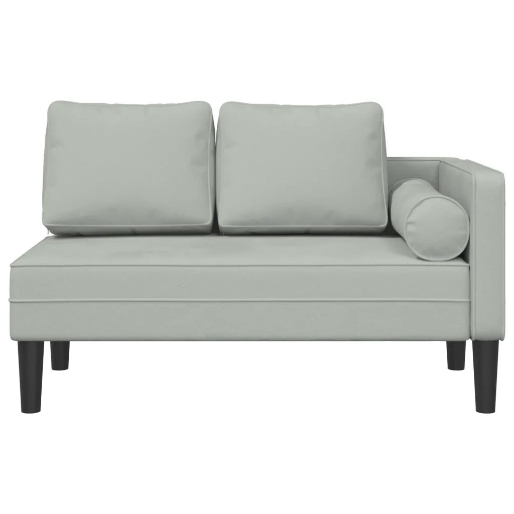 Chaise Longue con Cuscini Grigio Chiaro in Velluto CFW2322137