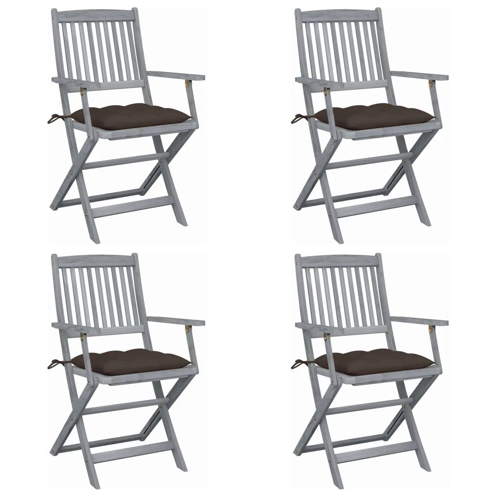 Sedie da Giardino Pieghevoli 4pz con Cuscini in Massello Acacia cod mxl 8921