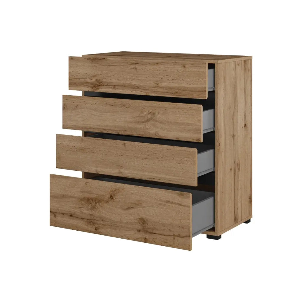 Comò HAVANA in quercia e nero – 4 cassetti – Stile naturale e organizzazione moderna