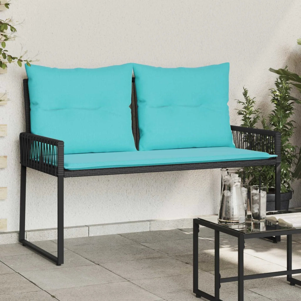 Panchina da esterno 4 pcs Nero e Turchese polyrattan 42025163