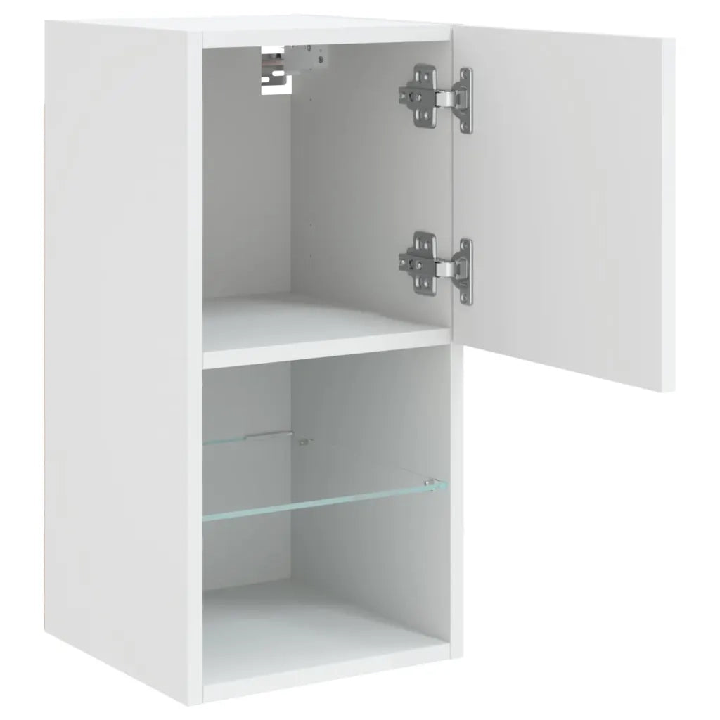 Mobili TV con Luci LED 2 pz-Credenza per TV Bianchi 30,5x30x60 cm