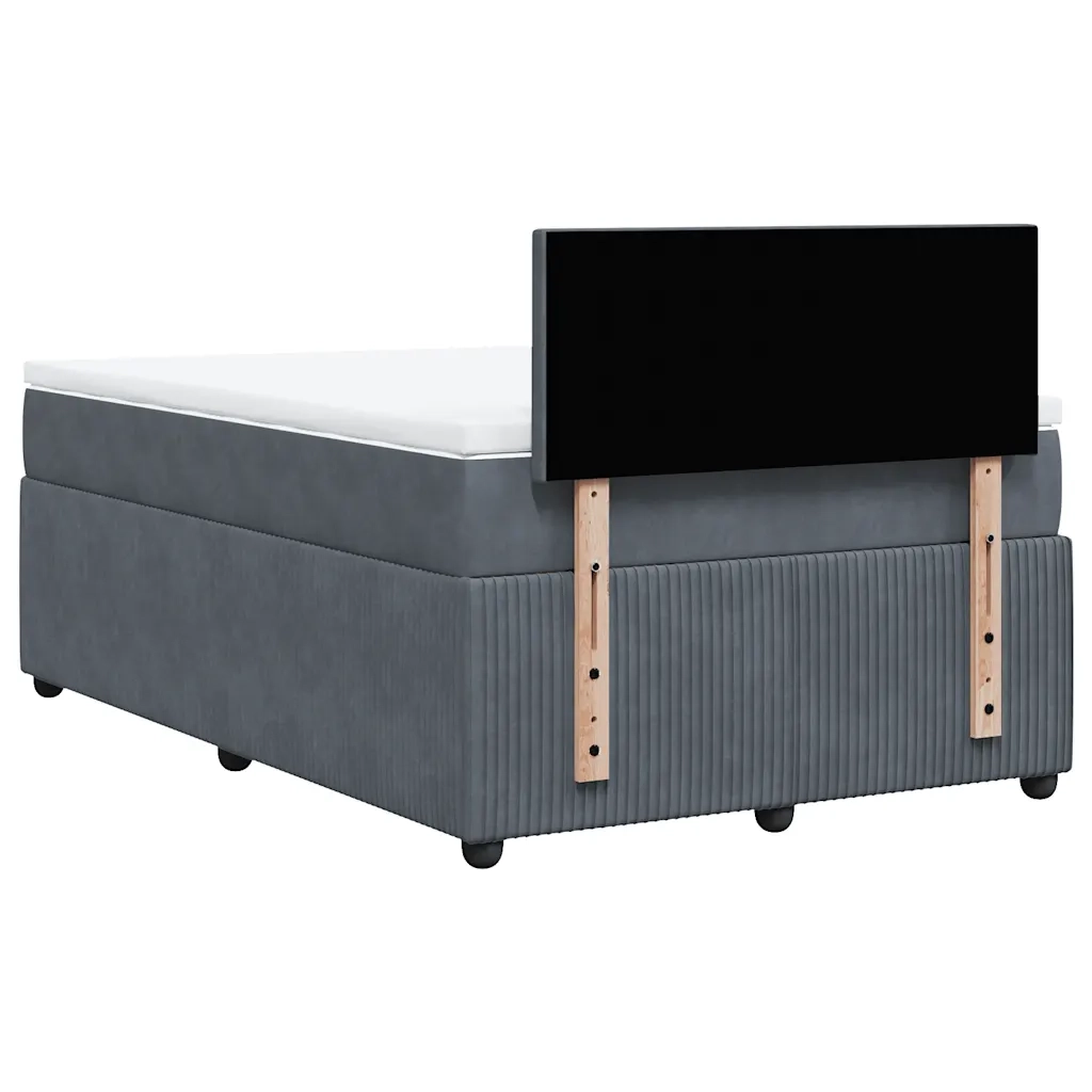 Giroletto a Molle con Materasso Grigio Scuro 120x200 cm Velluto 3290005