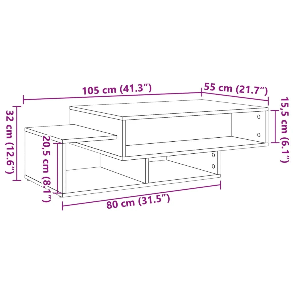 Tavolino da Salotto Legno Antico 105x55x32cm in Truciolato