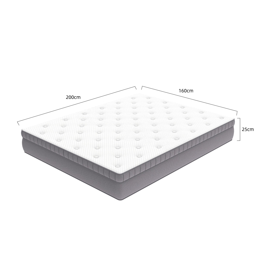 Materasso 160 × 200 cm, 7 zone di supporto, bordo rinforzato, materiali certificati OEKO-TEX®, bianco antico