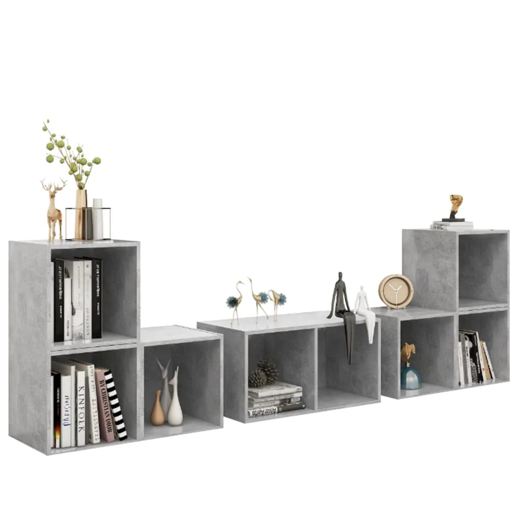Set di mobili da 6 pezzi tra cui armadio credenza mobile TV televisore per soggiorno camera da letto salotto legno ingegnerizzato grigio 02_0025036