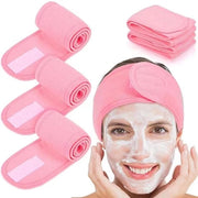 5 Adattivi per Capelli in Microfibra per Spa, Design Donna, con Chiusura a Velcro, Adatto per il Bagno, l'Applicazione del Trucco e lo Sport - rosa