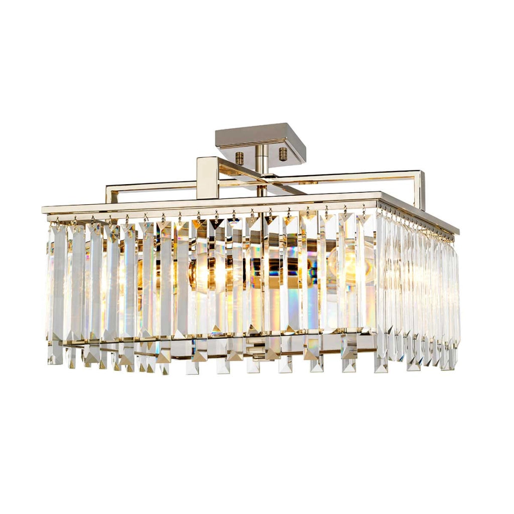 Lampadario quadrato moderno cristalli oro Aries 4xE27 Elstead