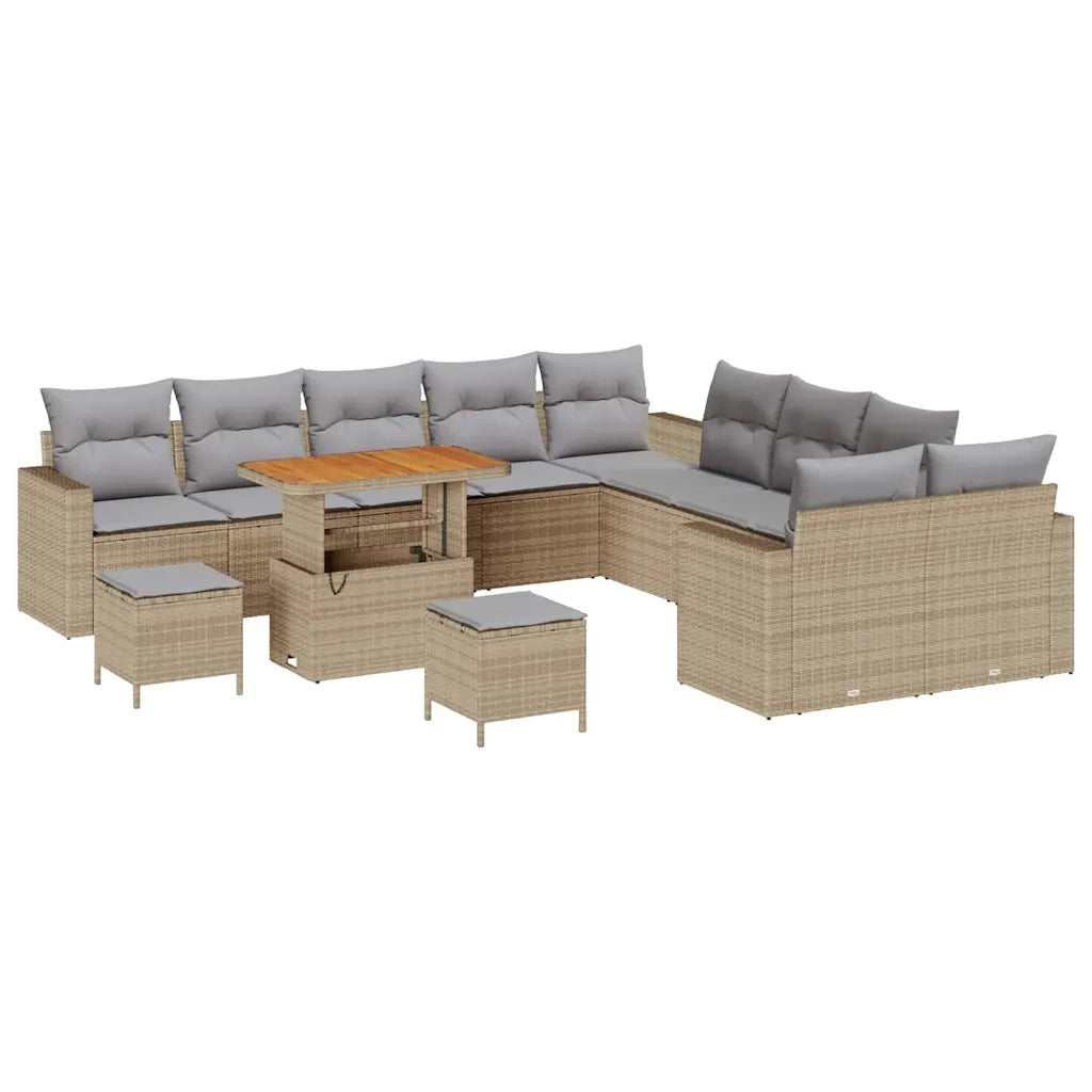 Set Divano da Giardino 13 pcs Beige polyrattan